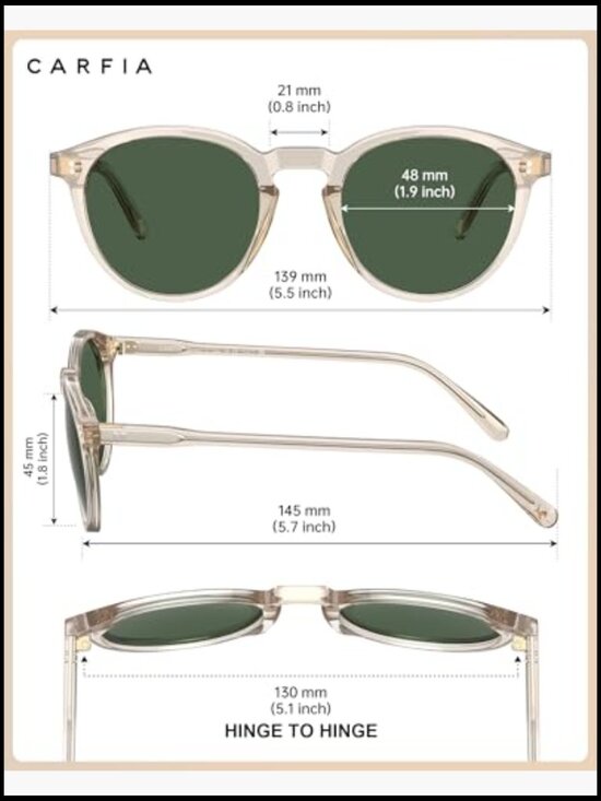 Round Acetate Polarized Sunglasses UV Protection Retro Style main image 5